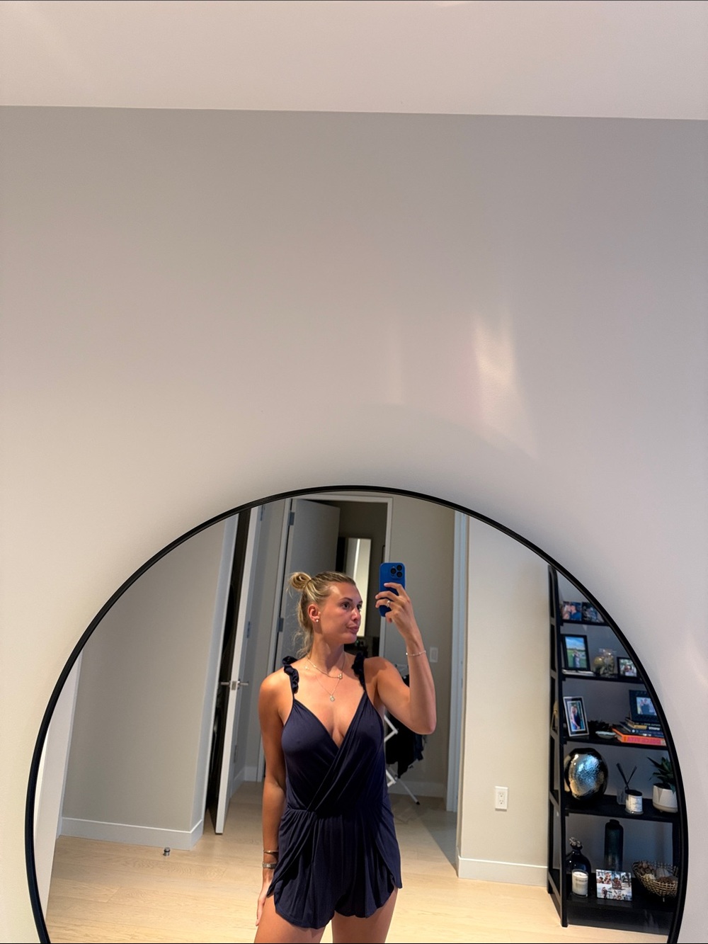 Navy Blue Women's Satin Romper
